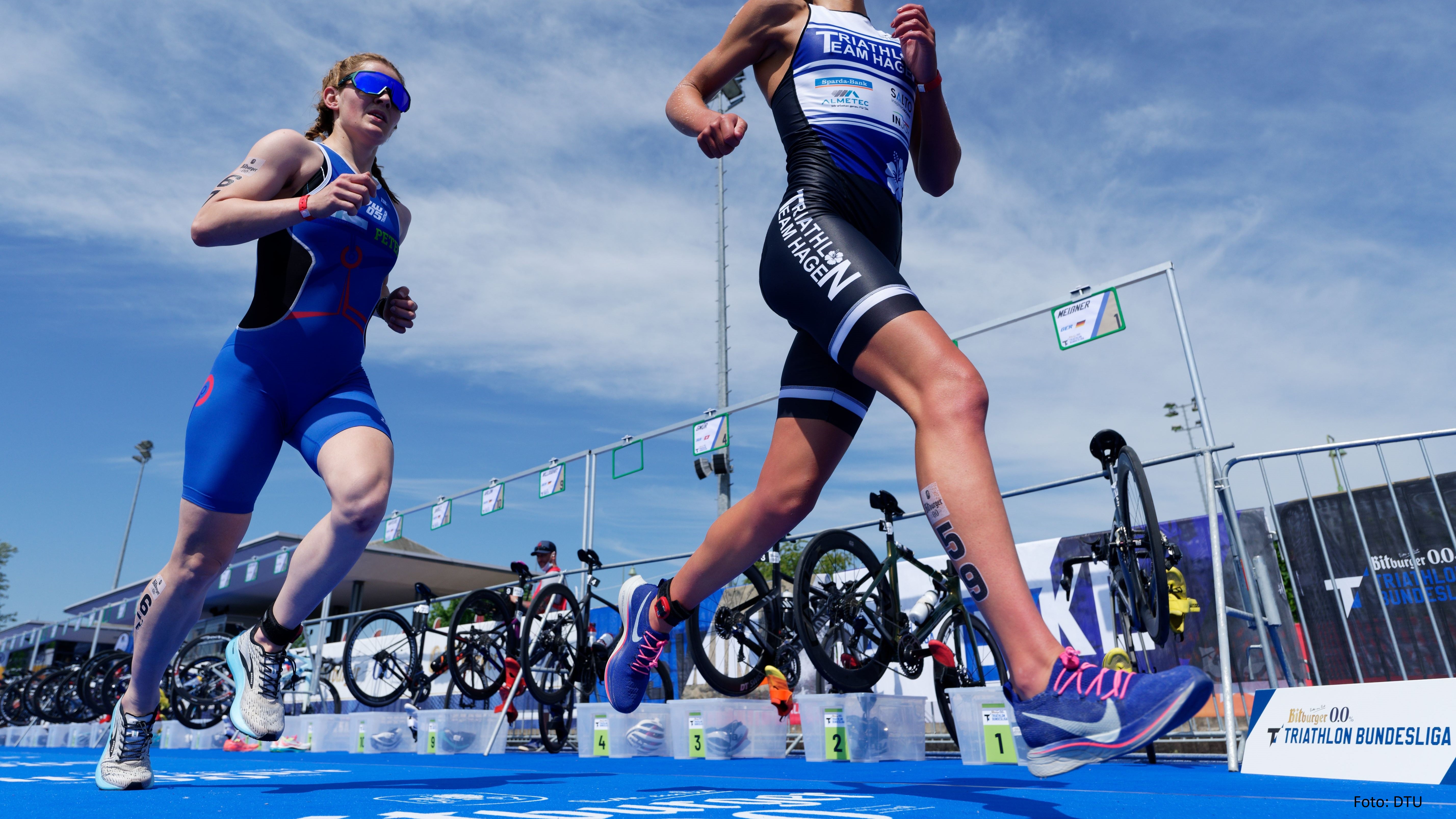 Sarah running behind athlete